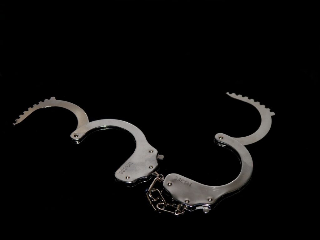 handcuff, black silver, caught